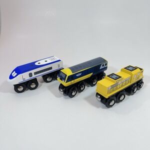 Maxim Enterprise Wooden Magnetic Train Lot of 3 Express Engines Fits Thomas Brio